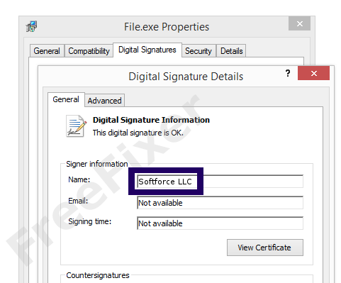 Screenshot of the Softforce LLC certificate